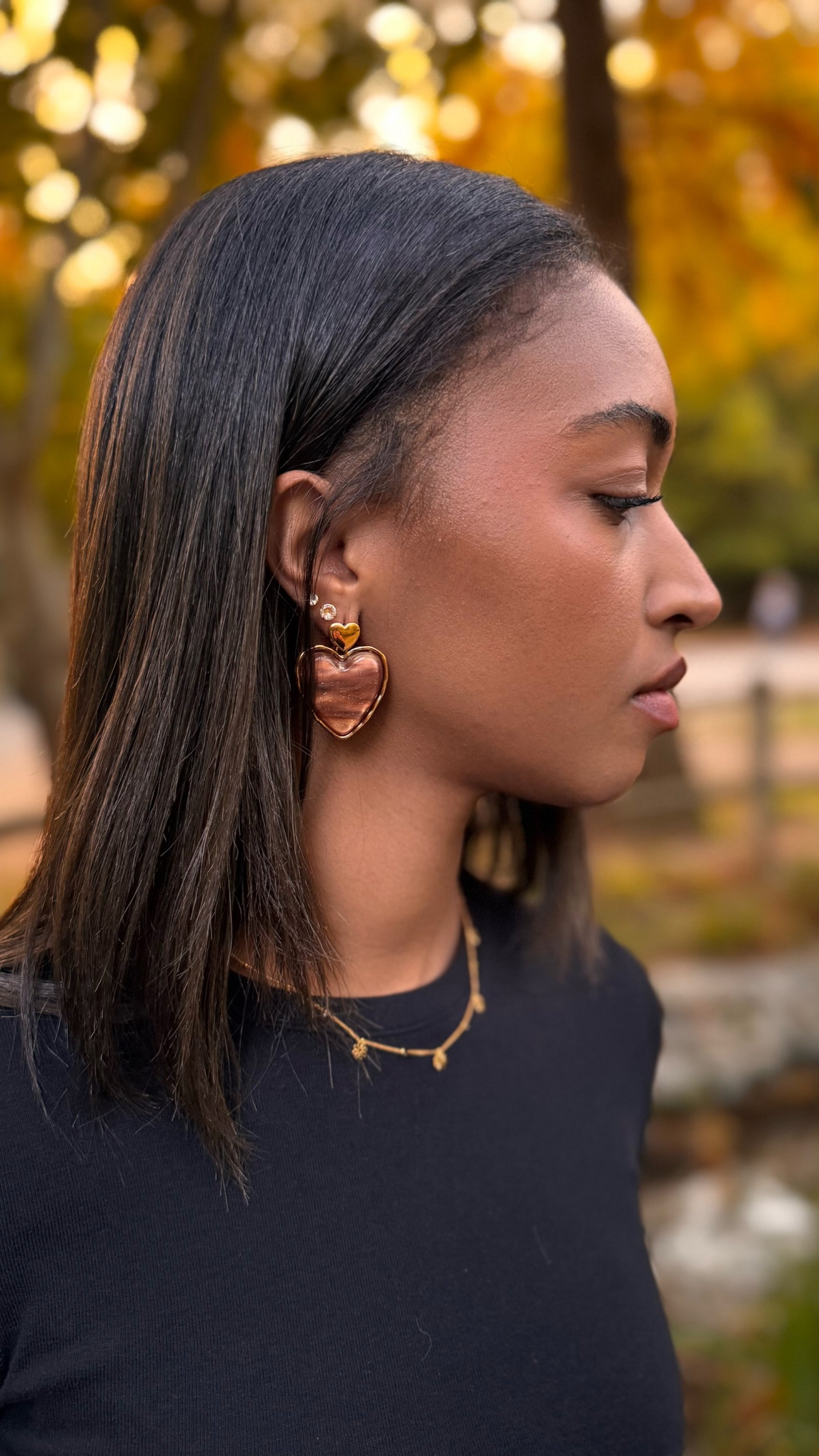 Boucles d'oreilles Coeur Ambré